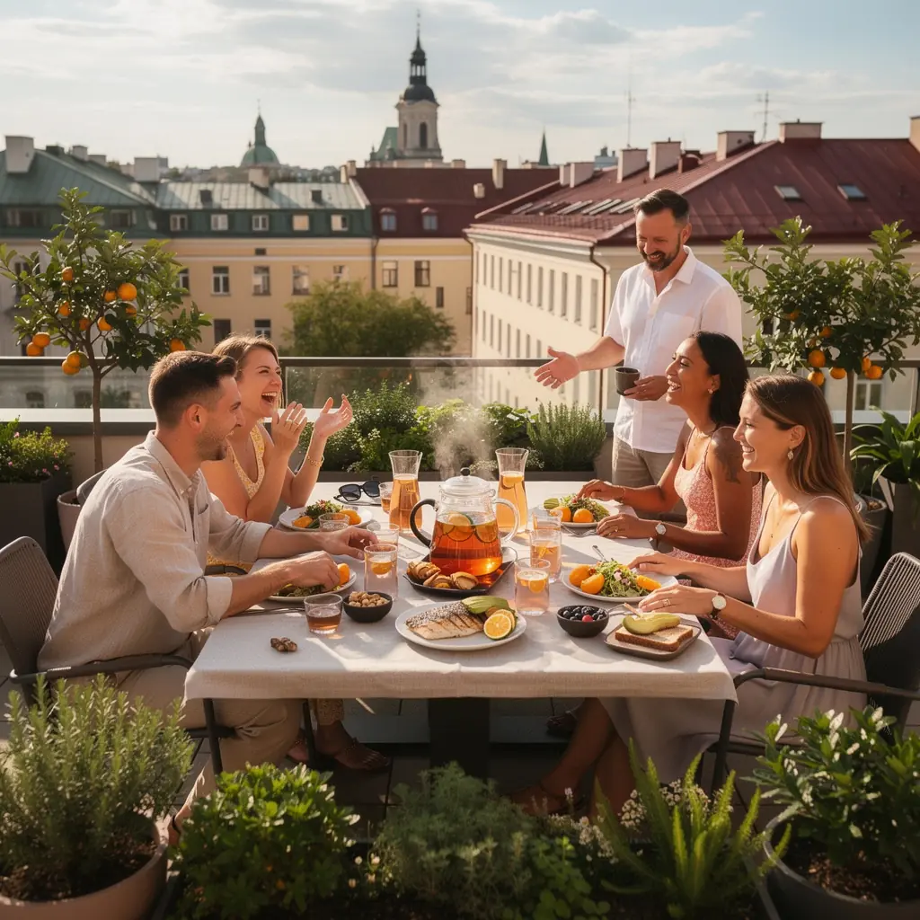 Šviežių mandarino ir kalkių griežinėliai, pabrėžiantys natūralų skonį.